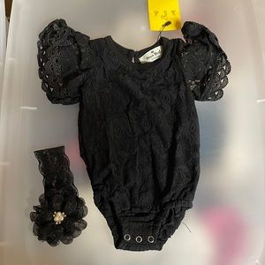 Marie Nicole 9-12 month lace onesie with headband
